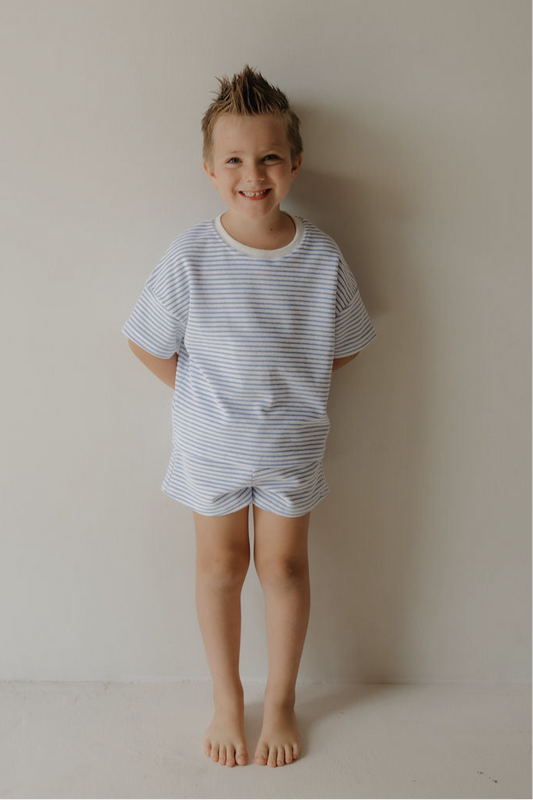 Child Terry Short Set | Ocean Stripe