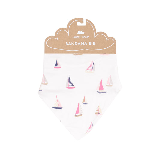 Bandana Bib - Sailboats Pink