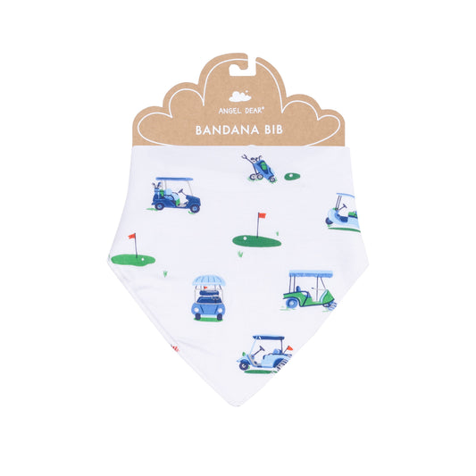 Bandana Bib - Vintage Golf Carts Blue