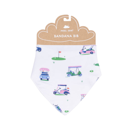 Bandana Bib - Vintage Golf Carts Pink