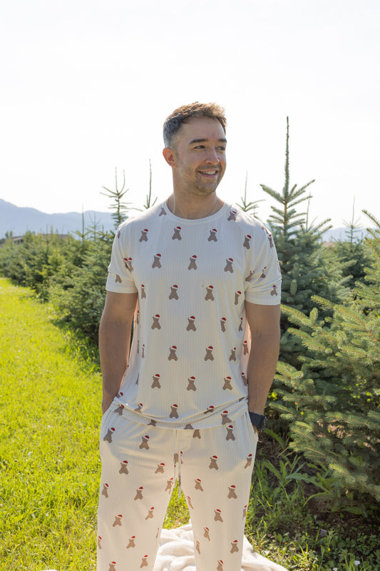 Men's Short Sleeve Pajamas | Santa Teddy