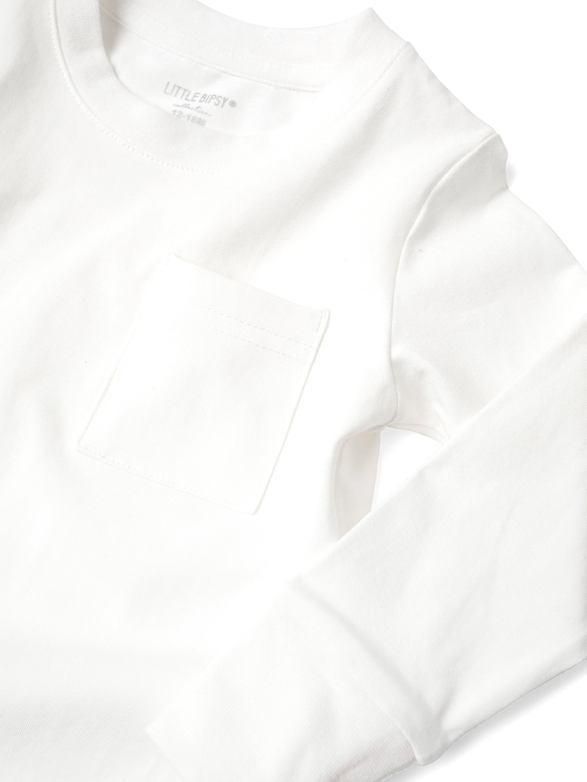 Long Sleeve Pocket Tee - White