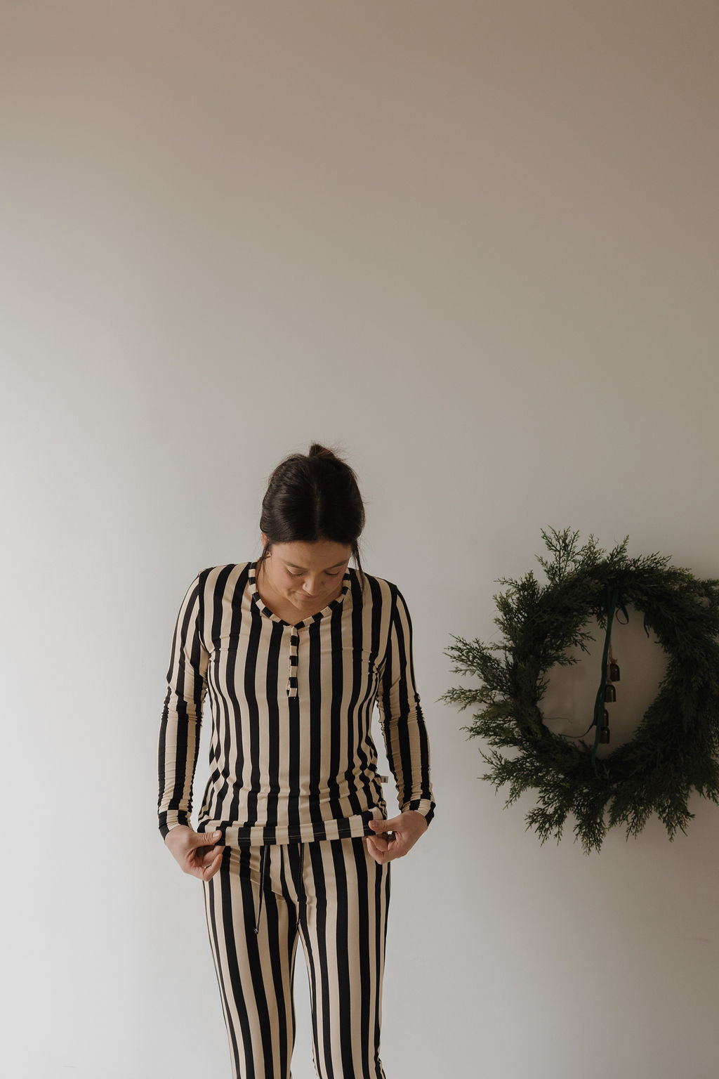 Women's Long Sleeve Bamboo Pajama | Midnight Stripe