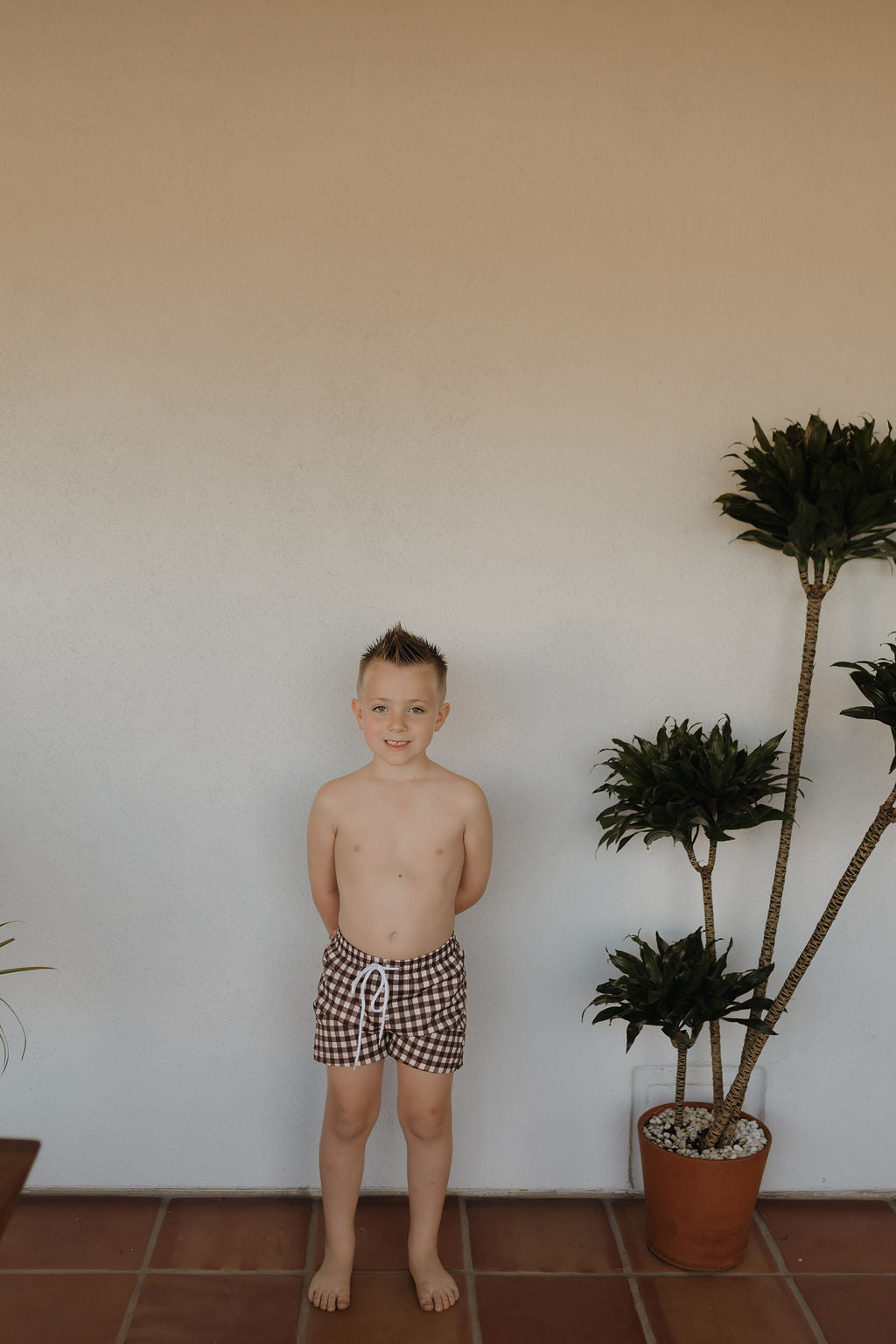 Child Boardshort | Chocolate Gingham