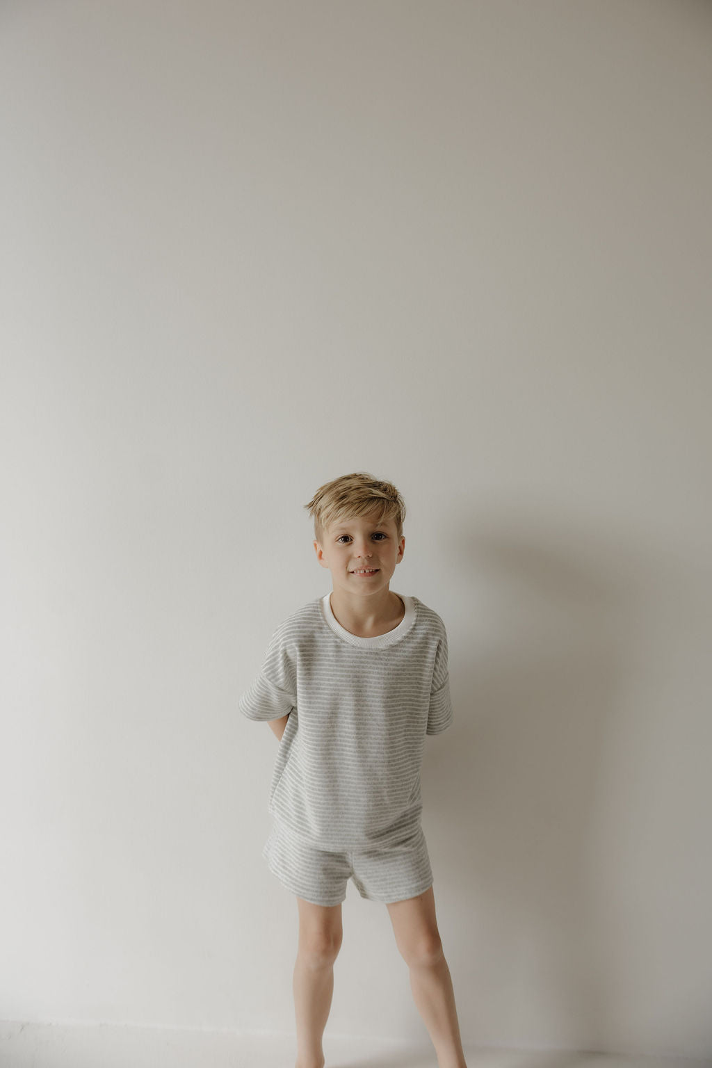 Child Terry Short Set | Grey Stripe