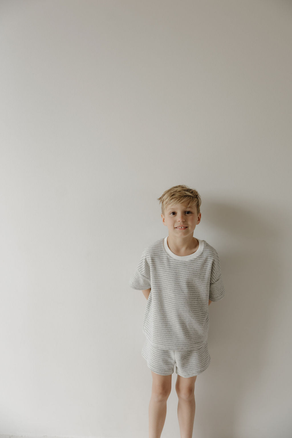 Child Terry Short Set | Grey Stripe