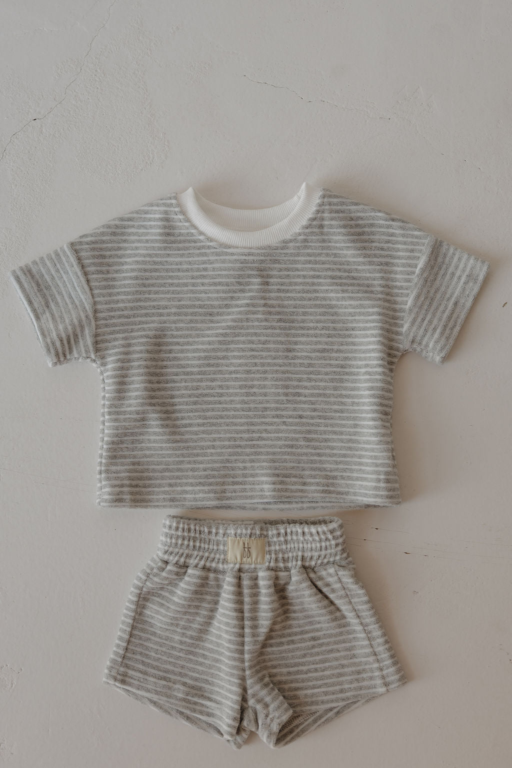 Child Terry Short Set | Grey Stripe