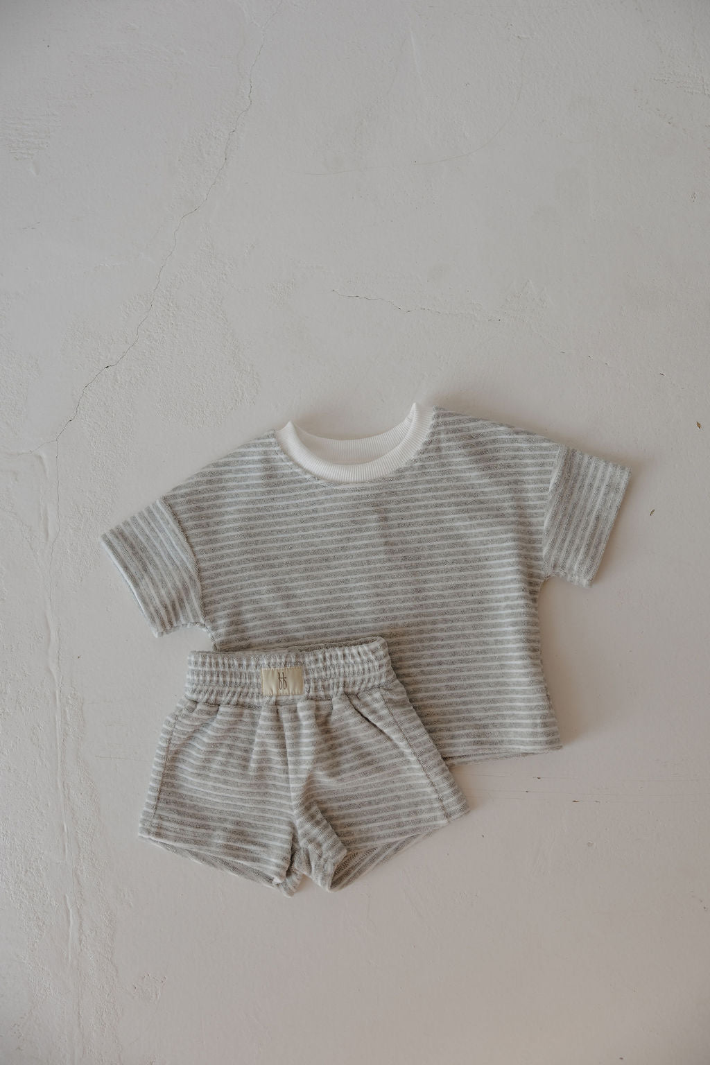 Child Terry Short Set | Grey Stripe