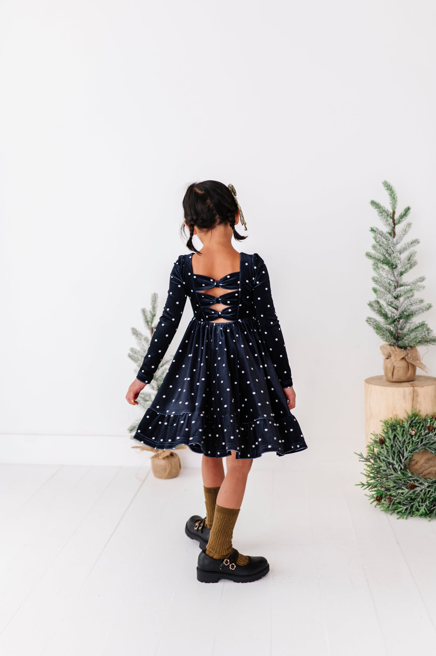 Black Dottie | Velvet Bow Back Dress