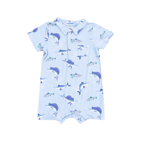 Polo Shortie - Deep Sea Fishing Blue