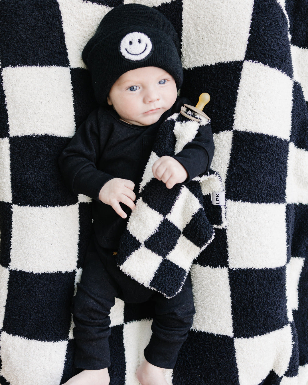 Checkered Plush Lovey | Black