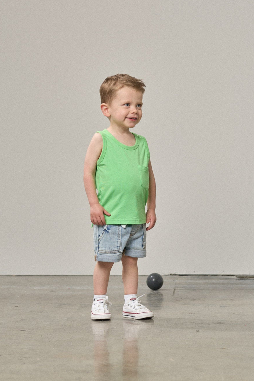 Neon Bamboo Pocket Tank - Green