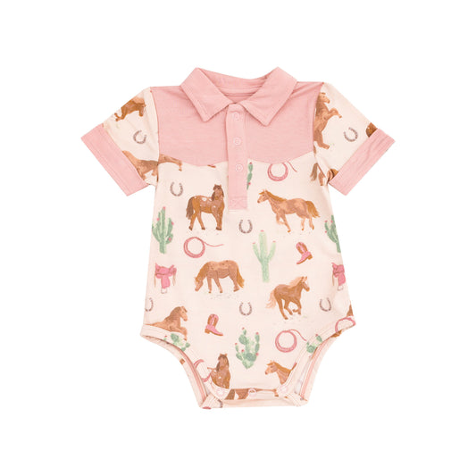Bodysuit - Western Horses Pink