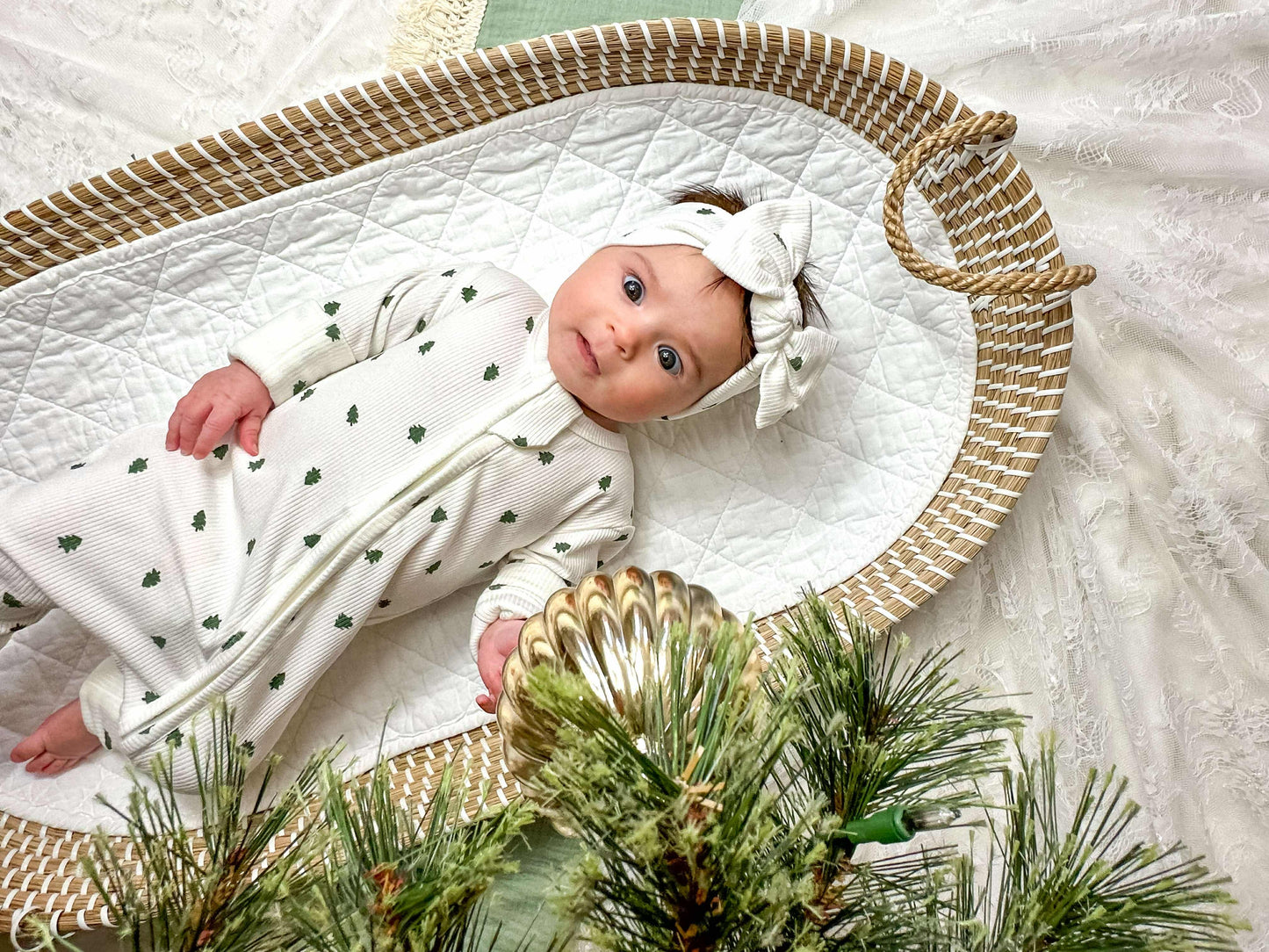 Tiny Trees Ribbed Bamboo Zippy Romper