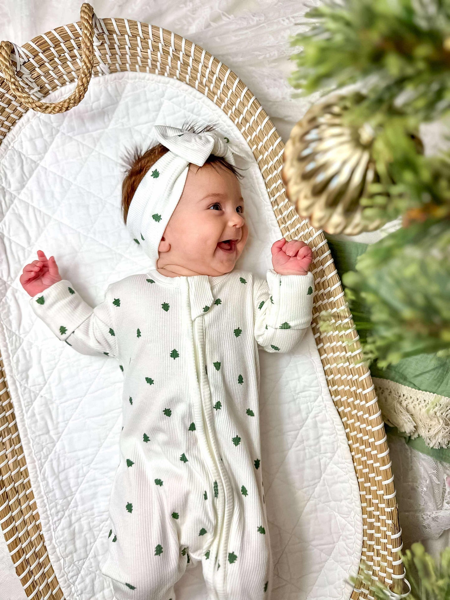 Tiny Trees Ribbed Bamboo Zippy Romper