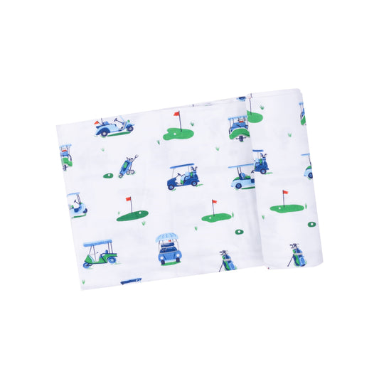 Swaddle Blanket - Vintage Golf Carts Blue