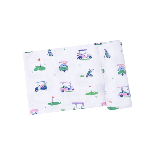 Swaddle Blanket - Vintage Golf Carts Pink