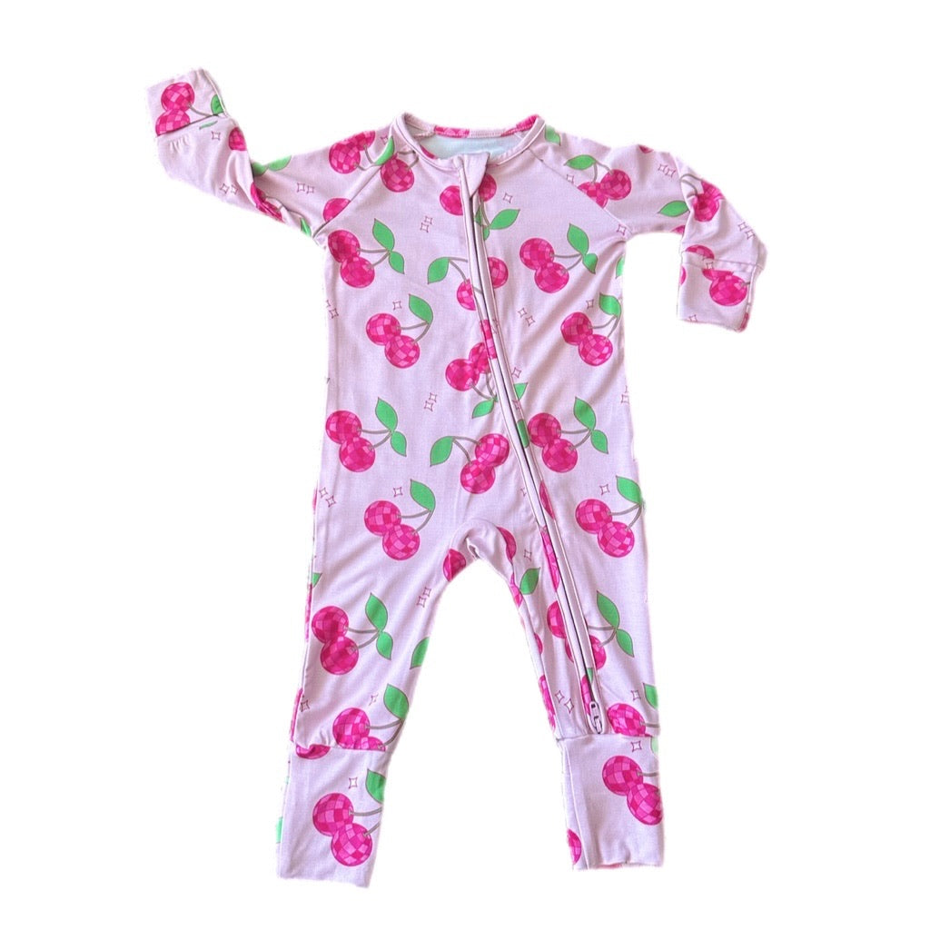 CHERRY DISCO ZIP UP BAMBOO JAMMIE