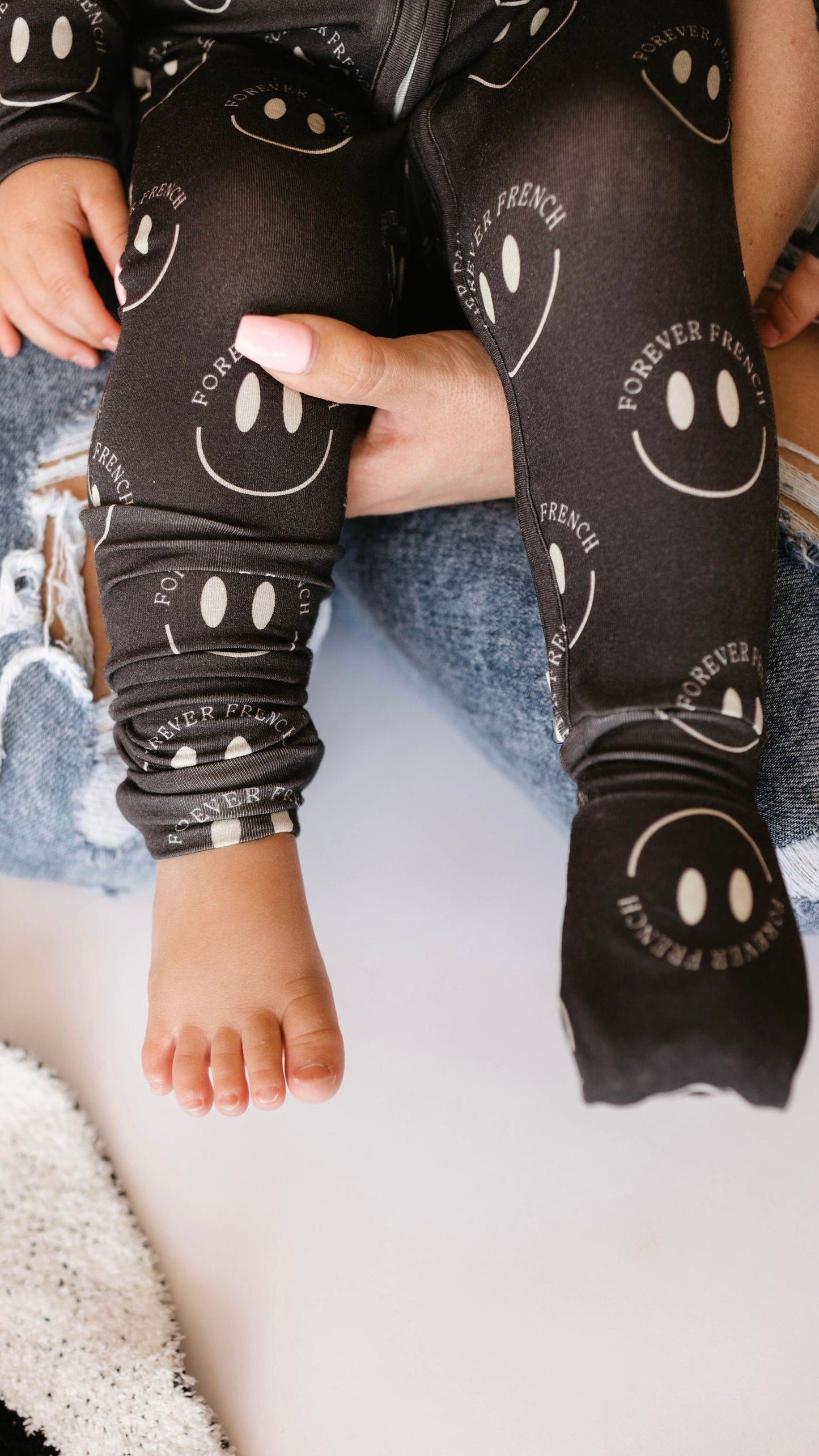 Bamboo Zip Pajamas | Charcoal & White ff Smile