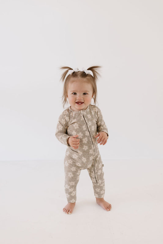 Bamboo Zip Pajamas | French Gray Floral