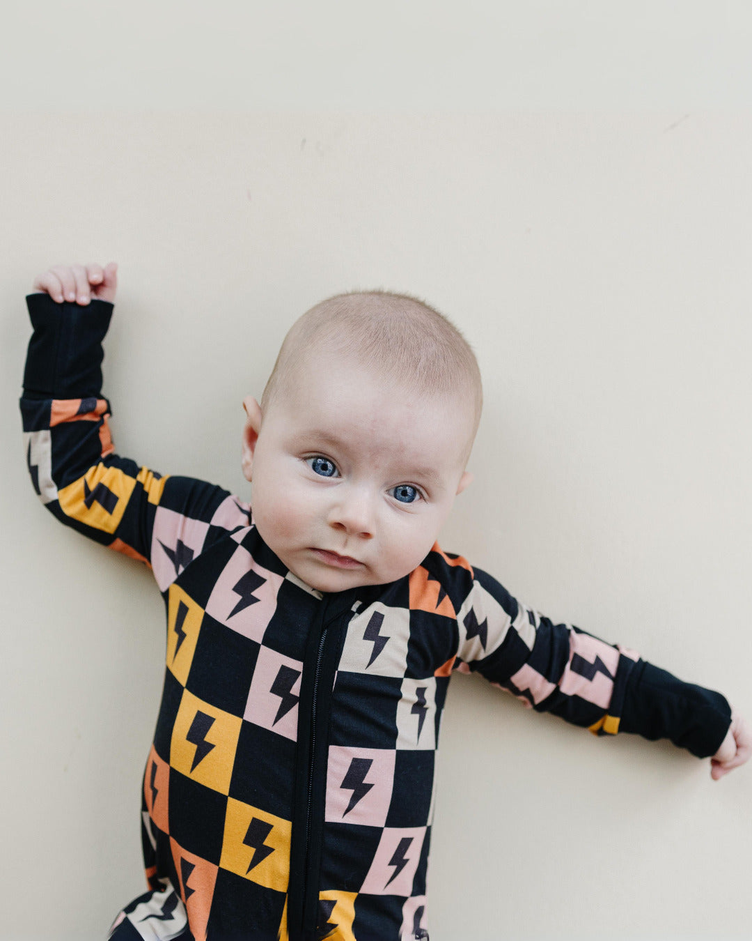 Bamboo Zip Romper | Colorful Checks & Bolts