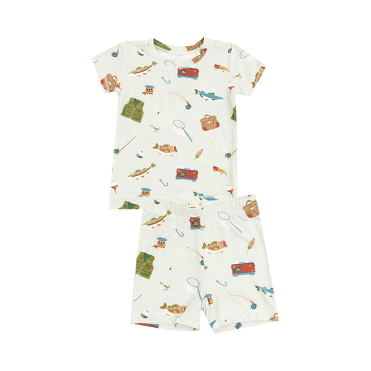 Loungewear Short Set - Fishing Things Green