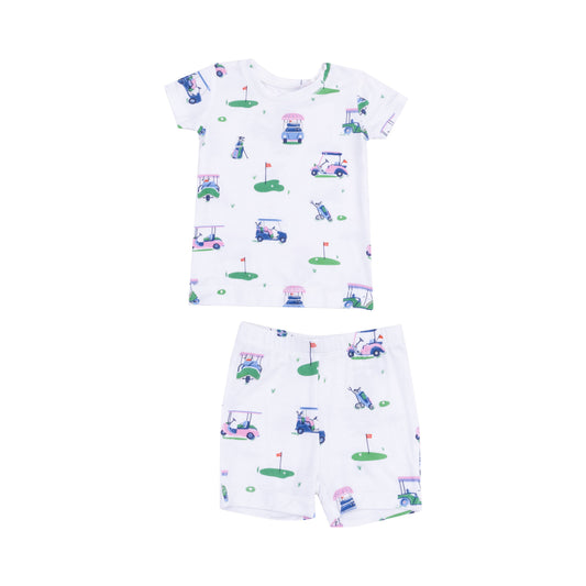 Loungewear Short Set - Vintage Golf Carts Pink