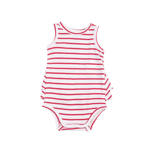 Ruffle Tank Bubble - Stripe Vintage Red