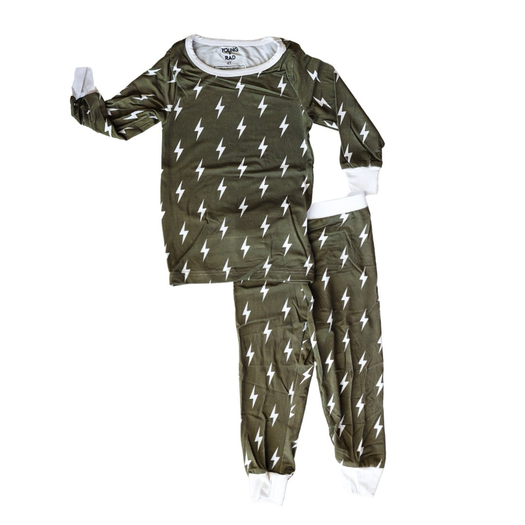 Olive Bolt 2-Piece Bamboo Jammies