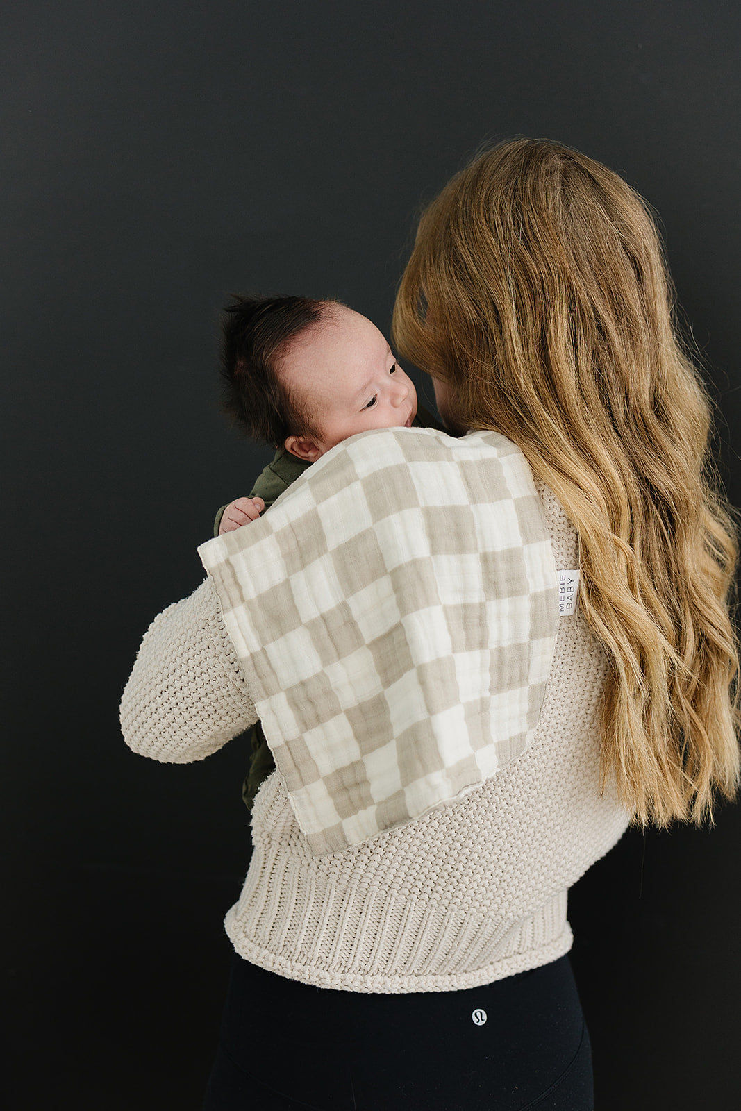 Taupe Checkered Muslin Burp Cloth