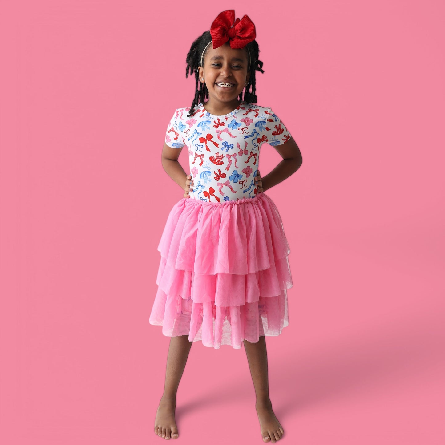 RED, WHITE AND BOWS DREAM TUTU DRESS