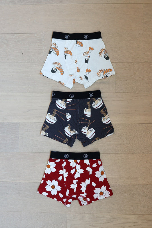 Bamboo Boxers (3 Pack) | Cherry Blossoms, Ramen & Sushi
