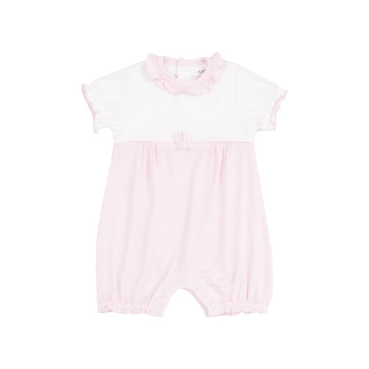 Tiny Bunny Ruffle Romper - Stripe Classic Pink
