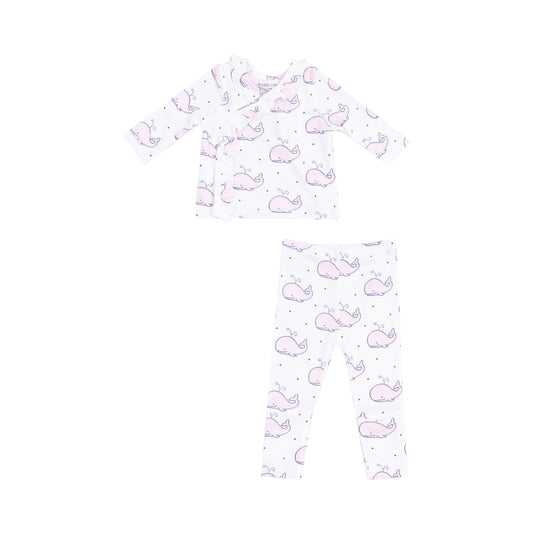 Take Me Home Set with Roll Over Cuff Pant - Bubbly Whale Pink
