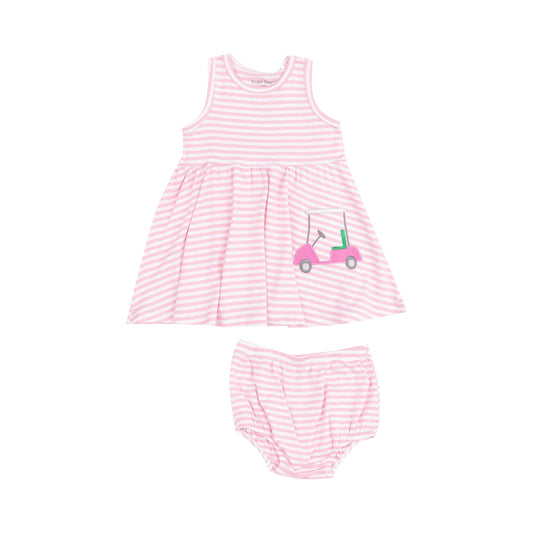 Tank Dress and Bloomer with Applique - Golf Pink Mini Gingham