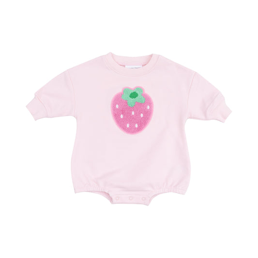 Sweatshirt Bubble with Applique Patch - Strawberry Swiss Dot French Terry