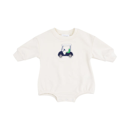 French Terry Sweatshirt Bubble with Applique - Golf Cart Blue