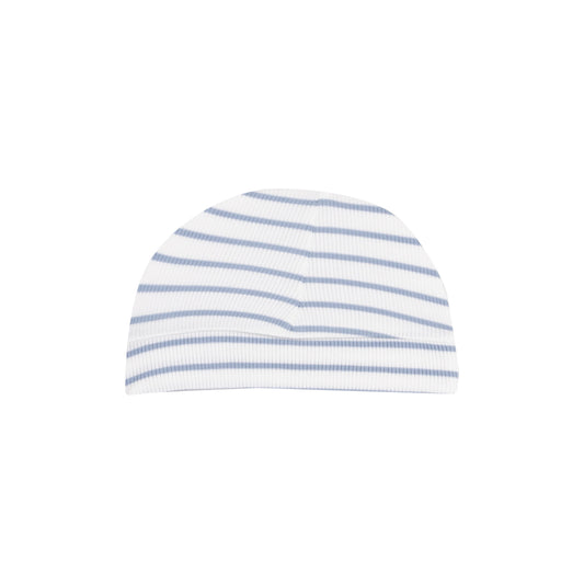 Beanie Hat - French Stripe Dusty Blue