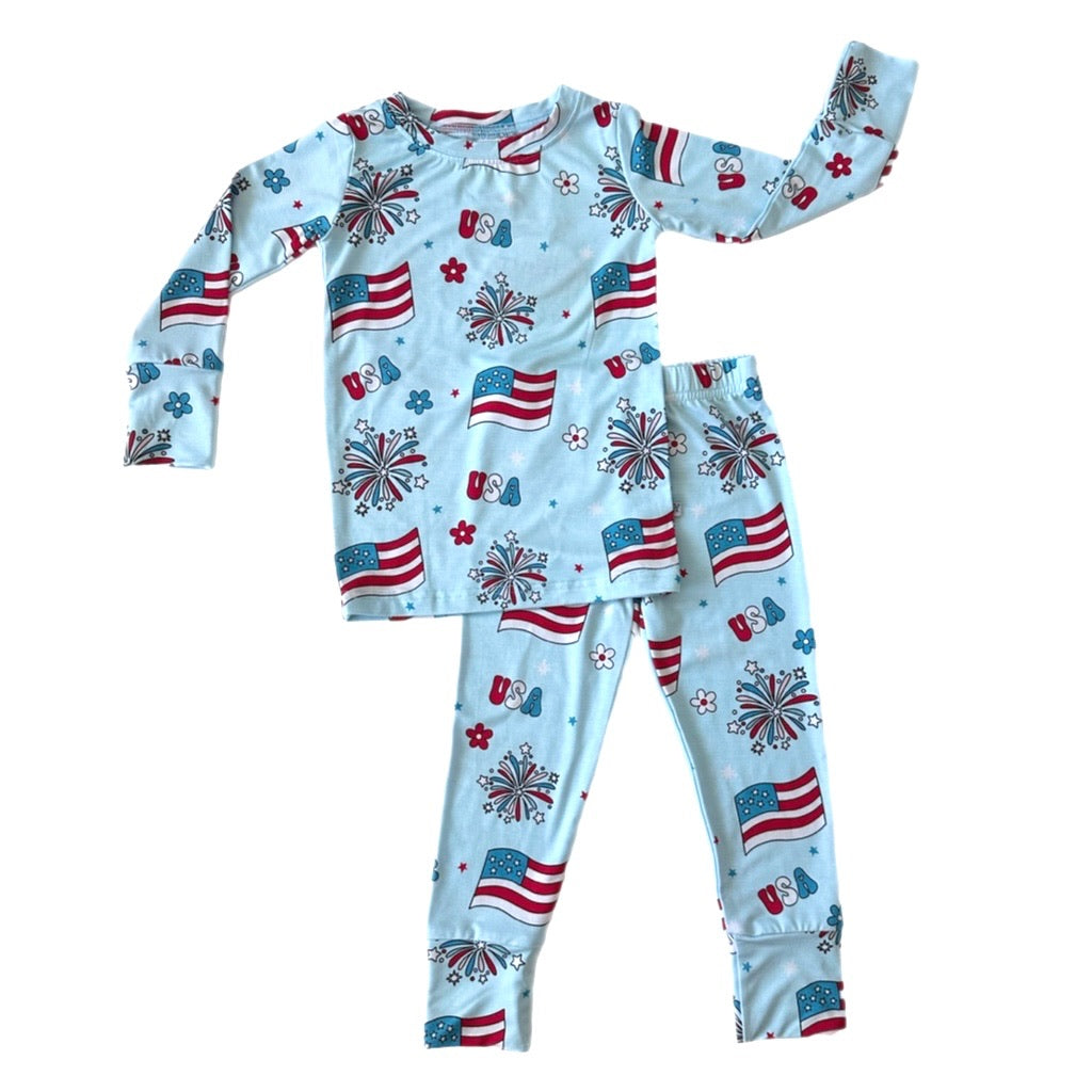 KIDS IN AMERICA TWO PIECE BAMBOO JAMMIES