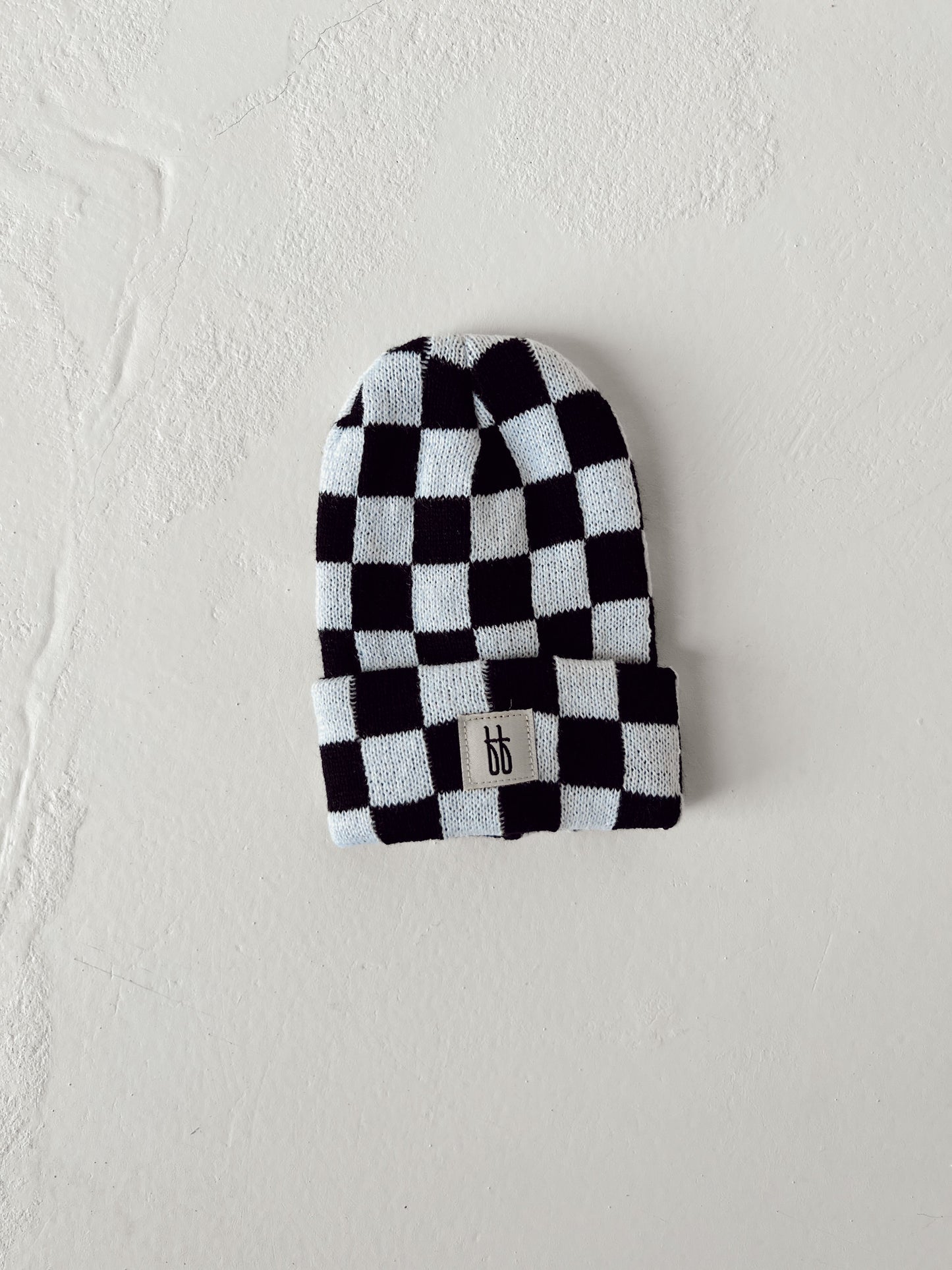 ff Knit Beanie  | Black + White Checkerboard