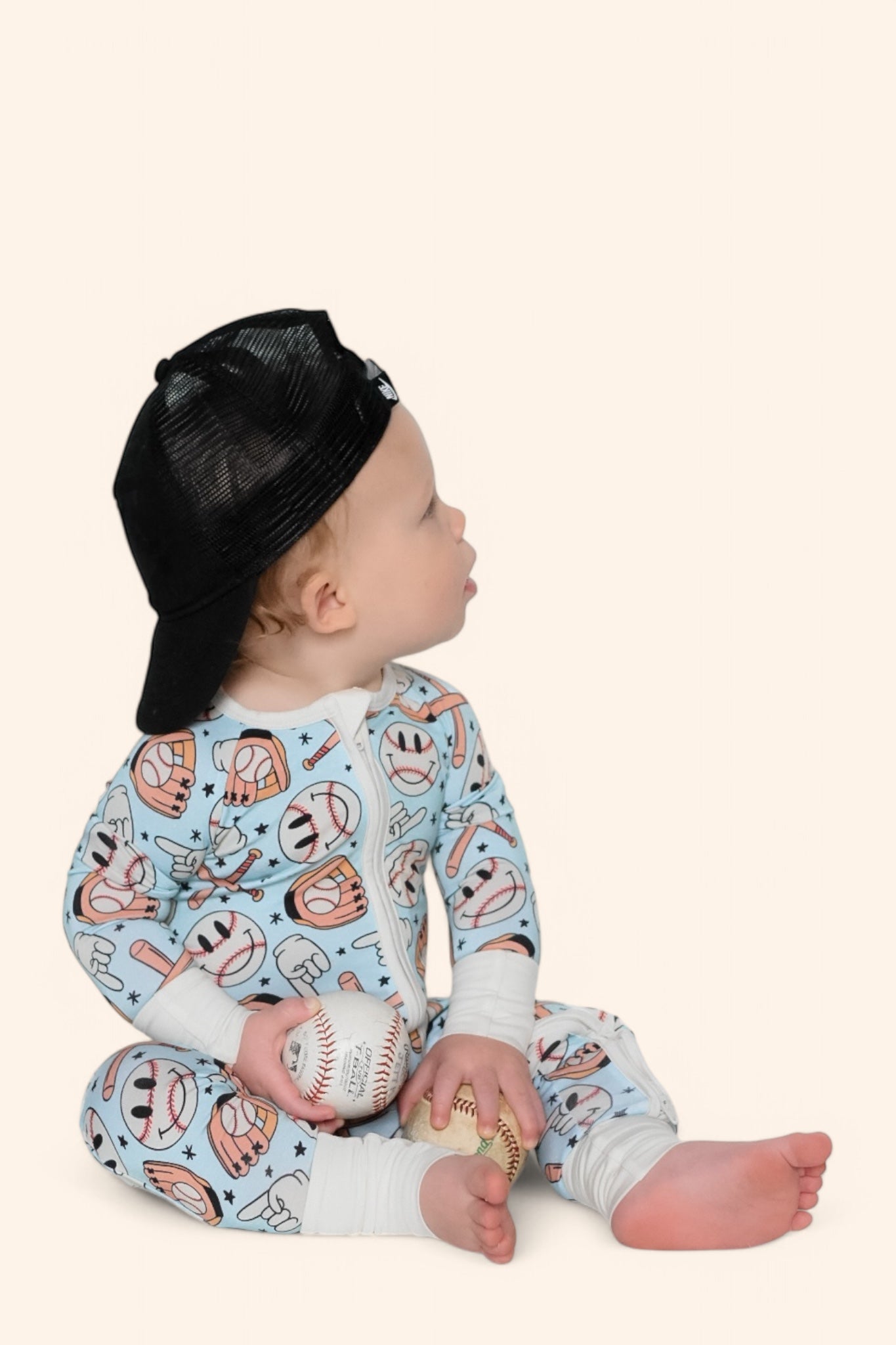 BASEBALL SMILEY DREAM ROMPER