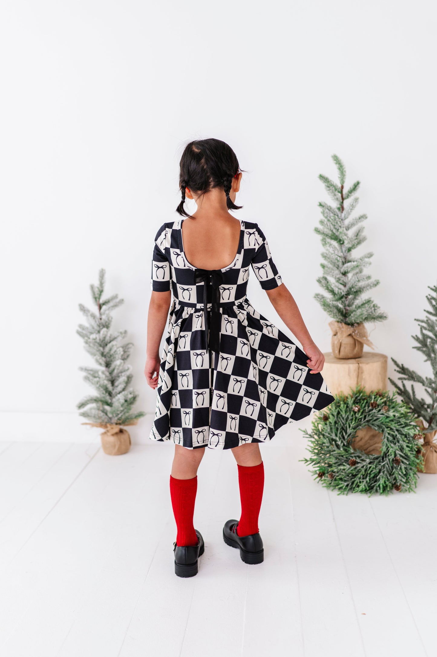Checkered Bow | Scoop Back Dress