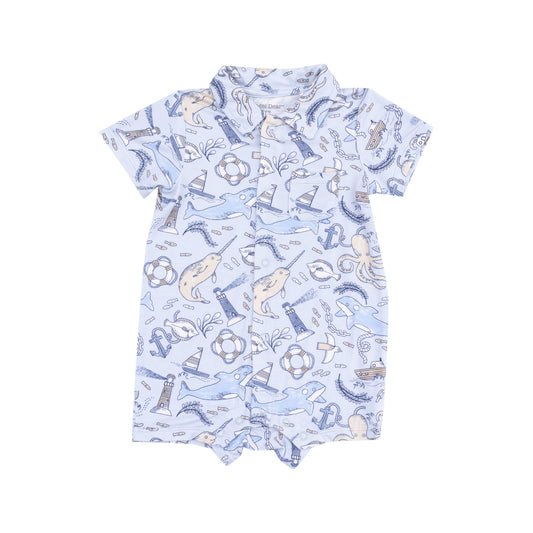 Button Down Polo Shortie - Nautical Notebook