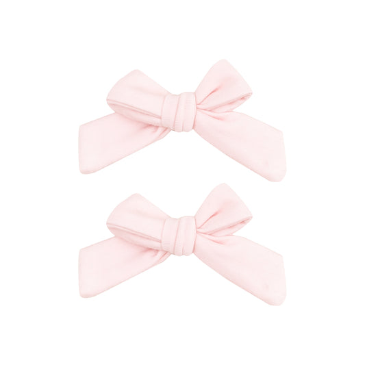 2 Pack Hair Bow with Clip - Solid Tickled Pink