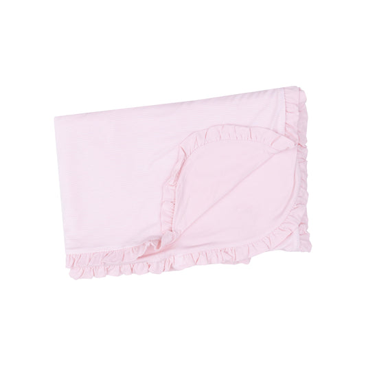 Ruffle Receiving Blanket - Stripe Classic Pink
