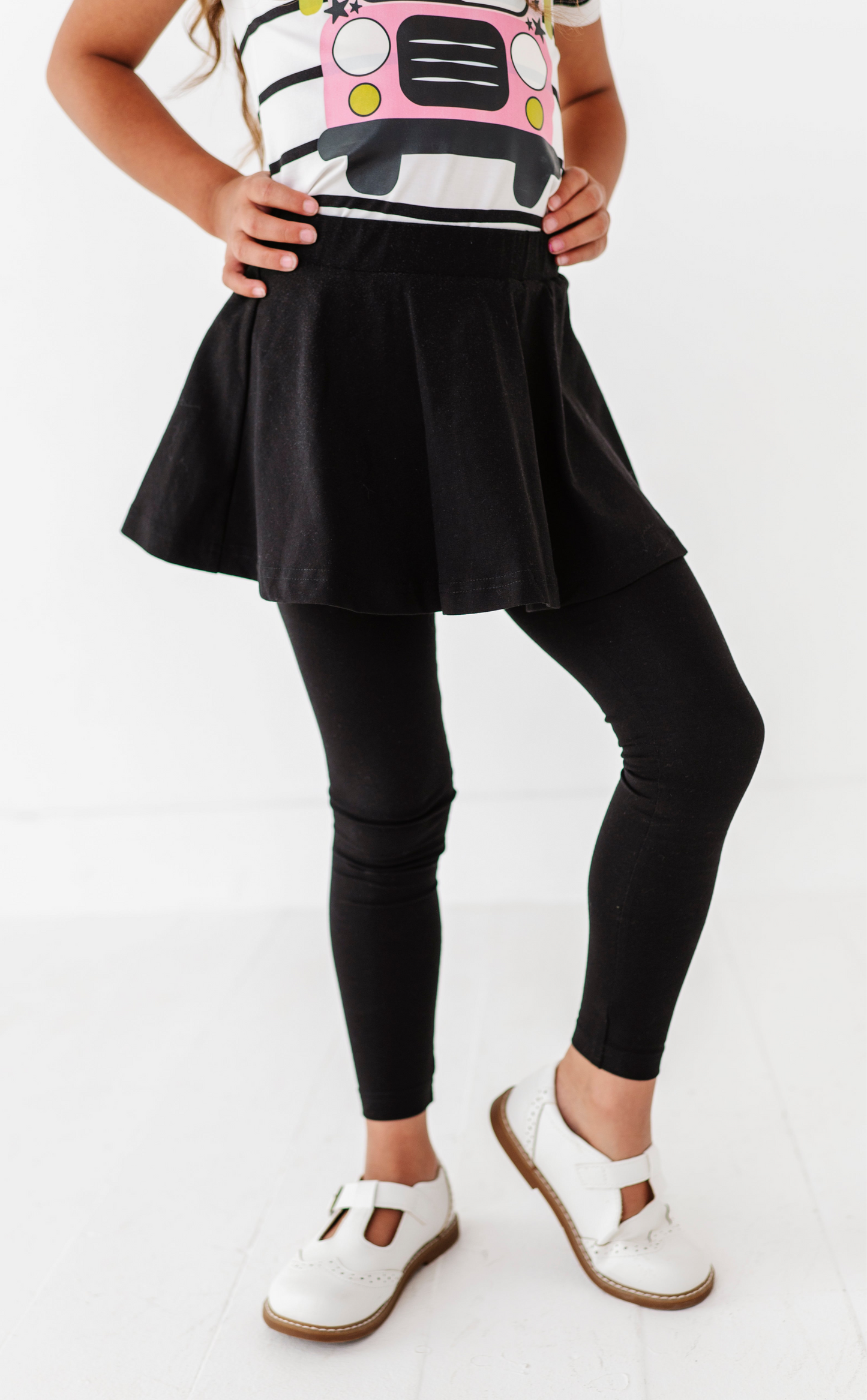 Black Skirted Slim Leggings