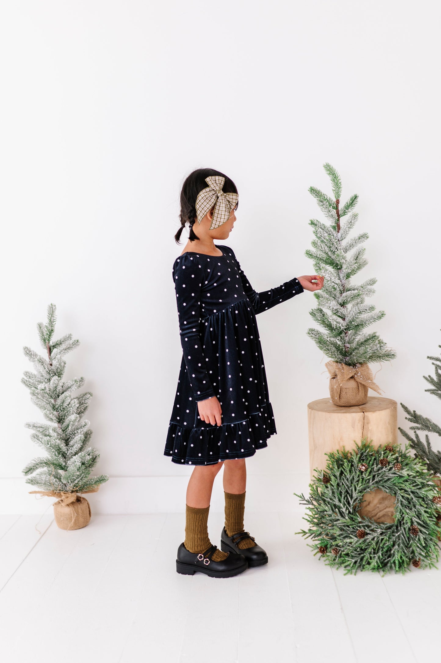 Black Dottie | Velvet Bow Back Dress