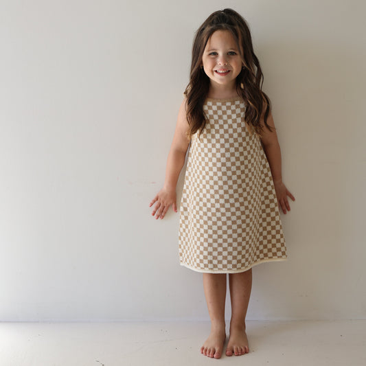 Knit Dress | Latte Check