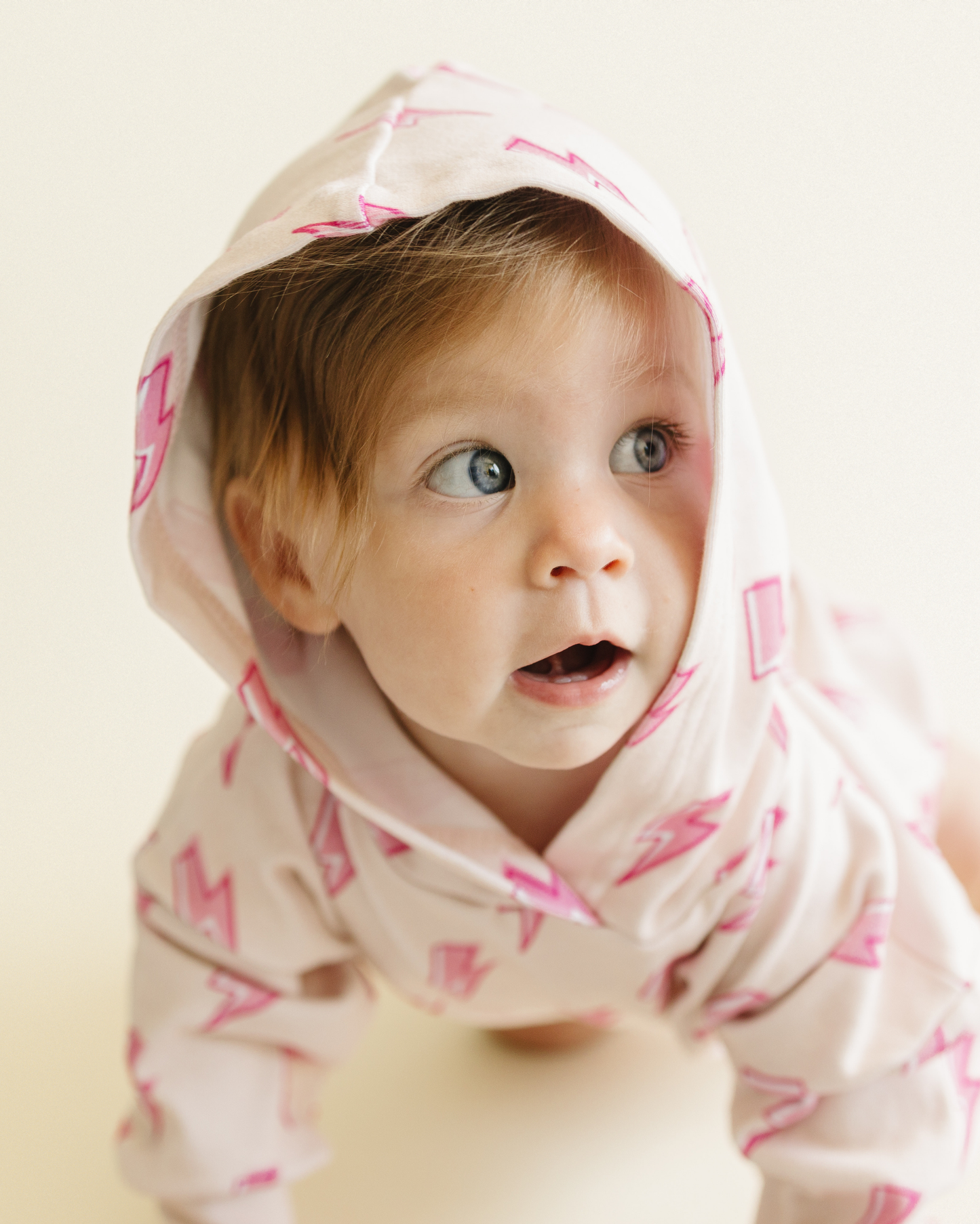 Hooded Bubble Romper | Pink Bolts