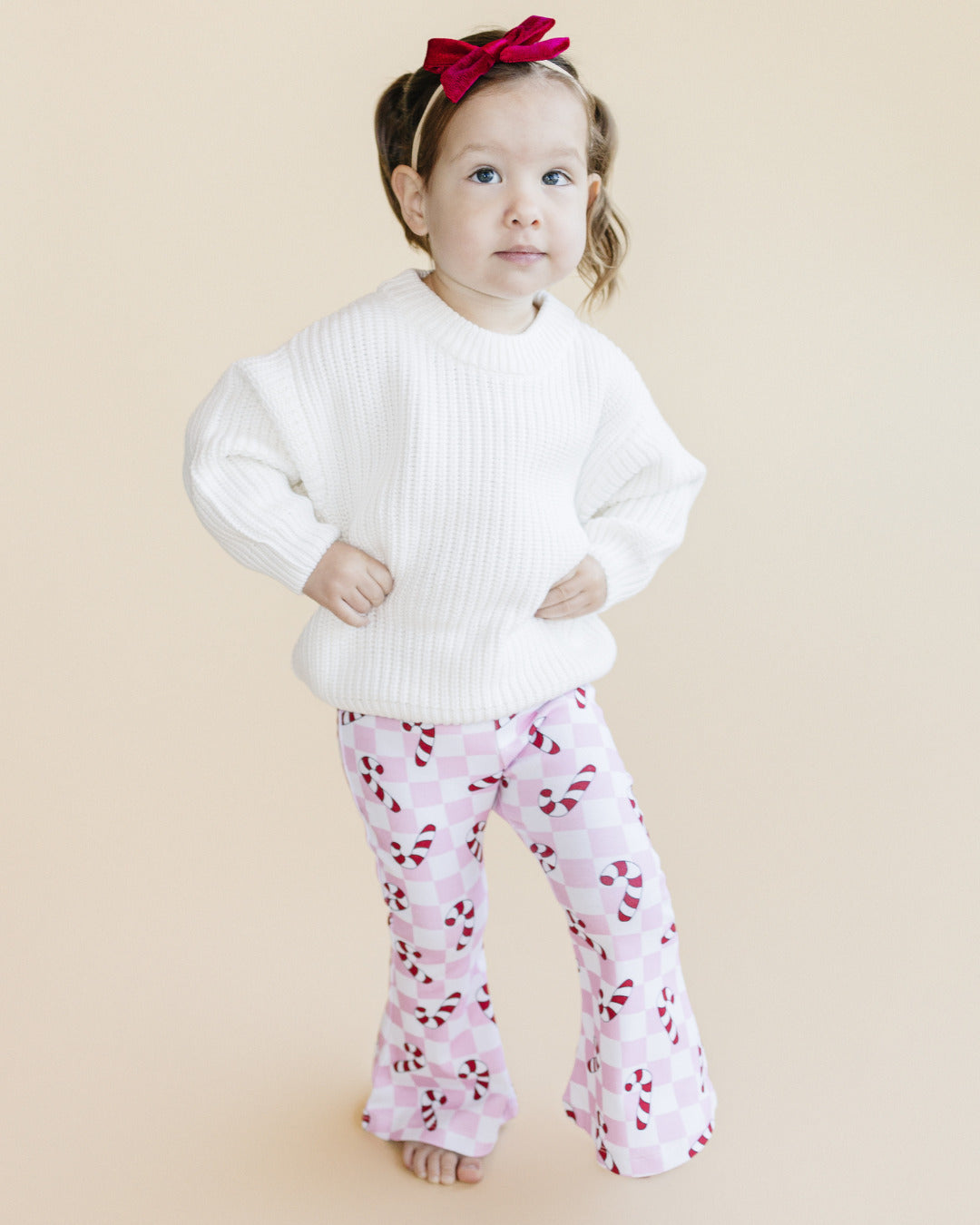 Checkered Candy Cane Flare Pants | Pink